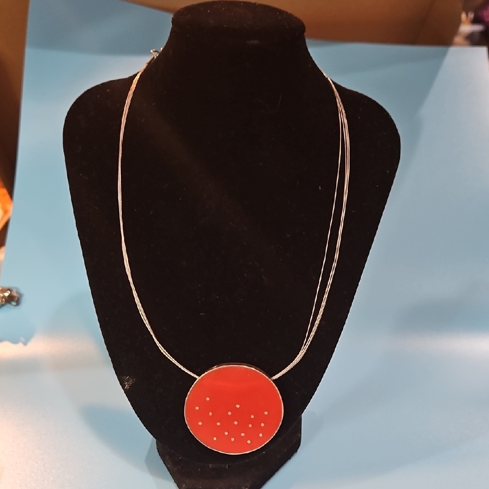 Sterling Silver Red Pendant Necklace